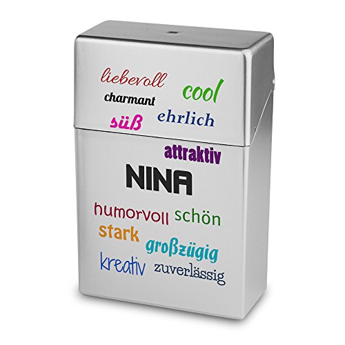 Zigarettenbox mit Namen Nina - Personalisierte Hülle mit Design Positive Eigenschaften - Zigarettenetui, Zigarettenschachtel, Kunststoffbox von digital print