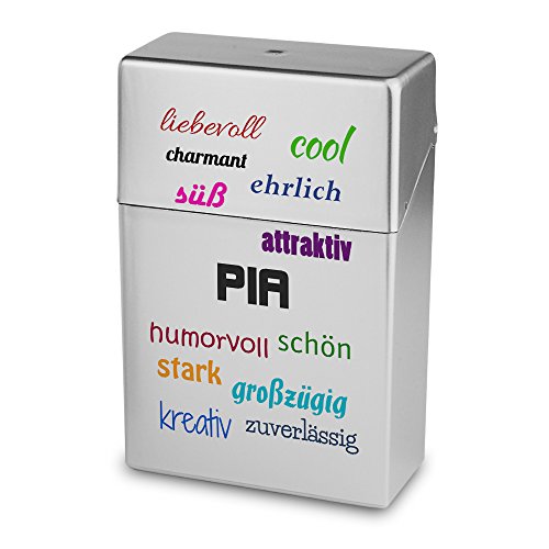Zigarettenbox mit Namen Pia - Personalisierte Hülle mit Design Positive Eigenschaften - Zigarettenetui, Zigarettenschachtel, Kunststoffbox von digital print