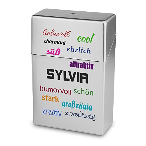 Zigarettenbox mit Namen Sylvia - Personalisierte Hülle mit Design Positive Eigenschaften - Zigarettenetui, Zigarettenschachtel, Kunststoffbox von digital print