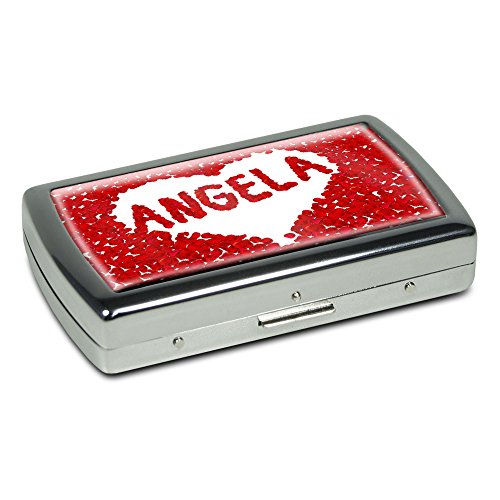 Zigarettenetui mit Namen Angela - Edle Chrom-Metallbox mit Design Rosenherz - Zigarettenbox, Zigarettenschachtel, Metallbox von digital print