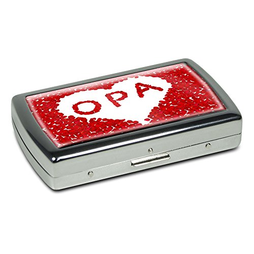 Zigarettenetui mit Namen Opa - Edle Chrom-Metallbox mit Design Rosenherz - Zigarettenbox, Zigarettenschachtel, Metallbox von digital print