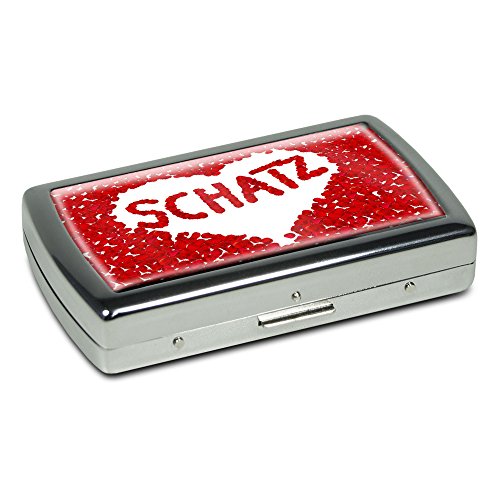 Zigarettenetui mit Namen Schatz - Edle Chrom-Metallbox mit Design Rosenherz - Zigarettenbox, Zigarettenschachtel, Metallbox von digital print