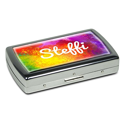 Zigarettenetui mit Namen Steffi - Edle Chrom-Metallbox mit Design Color Paint - Zigarettenbox, Zigarettenschachtel, Metallbox von digital print
