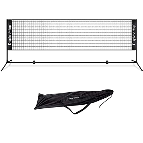 display4top Tennisnetz Verstellbares, faltbares, tragbares BadmintonNetz für Tennis, Pickleball, Kinder-Volleyball - Einfaches Aufbau-Nylon-Sportnetz mit Stäben (3m) von display4top