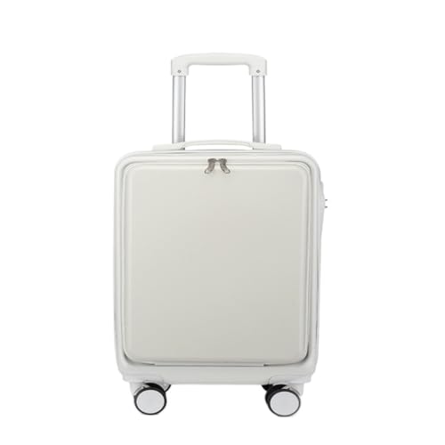 Koffer Von Vorne Zu Öffnender Boarding-Koffer for Damen, 24-Zoll-Passwort-Reisekoffer, Universal-Rad-Trolley-Koffer Suitcase (Color : White, Size : 26) von dongyingyi