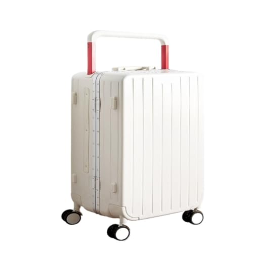 dongyingyi Koffer, breiter Trolley, Aluminiumrahmen, 61 cm, Koffer für Damen, robust und langlebig, Trolley-Koffer für Herren, Koffer, weiß, 46 von dongyingyi