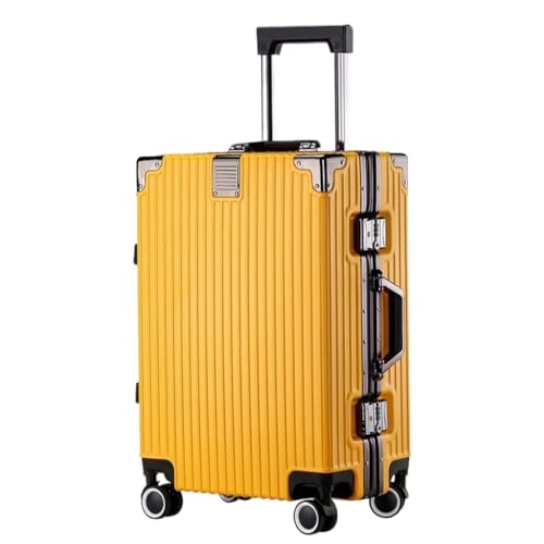 dongyingyi Koffer Gepäck, erweiterbarer Koffer, Trolley-Koffer for Herren und Damen, Boarding-Koffer, Lederkoffer Suitcase (Color : Yellow, Size : 20) von dongyingyi