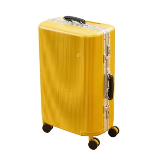 dongyingyi Koffer Koffer Passwort Box Koffer Herren und Damen Ins Trend Trolley Case Herren Universal Wheel Zipper Case Suitcase (Color : Yellow, Size : 24) von dongyingyi