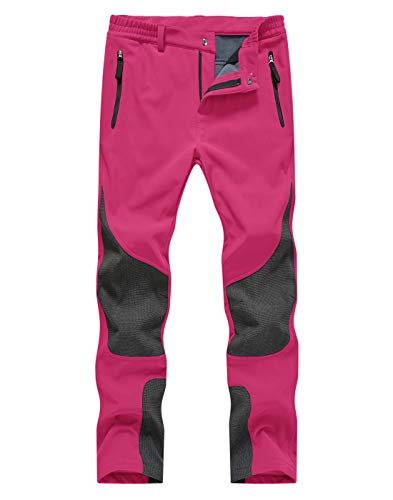 donhobo Damen Wanderhose Wasserdicht Softshellhose Outdoorhose Winddicht Warm Gefüttert Winter Skihose Snowboardhose Trekkinghose (Rosa, XL) von donhobo