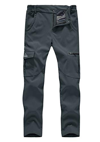 donhobo Damen Wanderhose wasserdichte Softshellhose Fleece Gefütterte Winddicht Warm Winter Sport Freizeit Camping Skihose Gray XL von donhobo