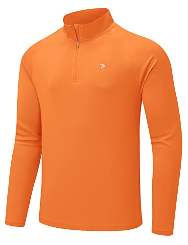 donhobo Herren Funktionsshirt Langarm T-Shirts Atmungsaktiv Sport Shirt Schnelltrocknend Sonnenschutz mit 1/4 Reißverschluss für Surf Laufen Angeln, Orange, S von donhobo