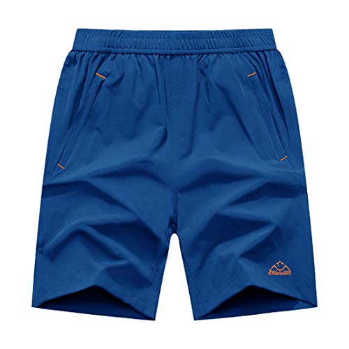 donhobo Herren Kurze Hose Outdoor Sports Quick Dry Gym Laufshorts Training Jogging Shorts mit Reißverschlusstaschen(Blau,S) von donhobo