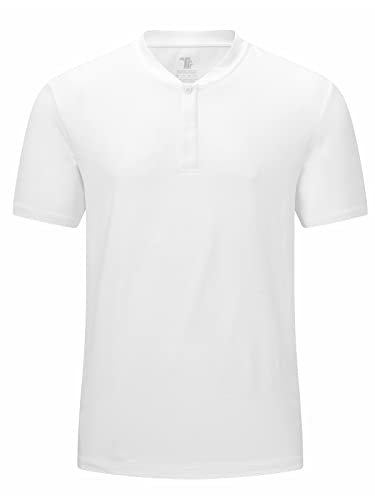 donhobo Herren Regular Fit T-Shirt Beiläufig Kurzarm Henley Shirts Sports Atmungsaktiv Schnelltrocknend Männer Fitness Gym Tee Shirt (Weiß, XL) von donhobo