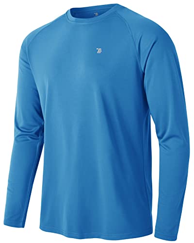 donhobo Herren Sport T-Shirts Langarmshirt Rash Guard UPF 50+ UV-Schutz-Shirt Leichte Outdoor Angeln Surf Laufen Wandern Longsleeve Shirts (Mittelblau, S) von donhobo
