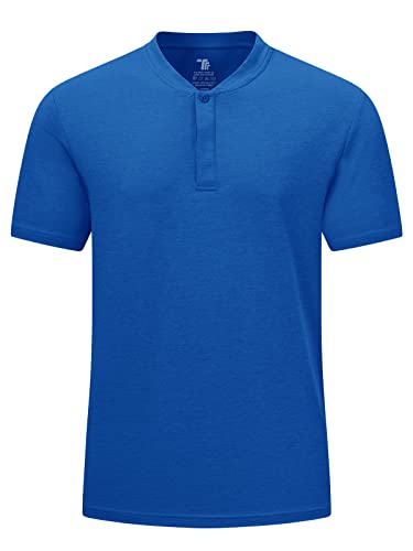 donhobo Herren Sportshirt Henley Shirts Rundhals O-Neck Kurzarm T-Shirt Freizeit Laufshirt Leichte Atmungsaktiv Sport Shirt mit Knopfleiste (Dunkelblau, 3XL) von donhobo