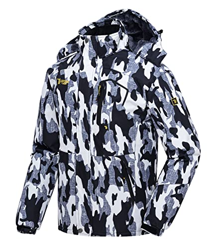 donhobo Skijacke für Herren Wasserdicht Softshelljacke Winddichte Fleece Outdoor Winterjacke Warm Gefüttert Snowboardjacke mit Kapuze Camouglage L von donhobo