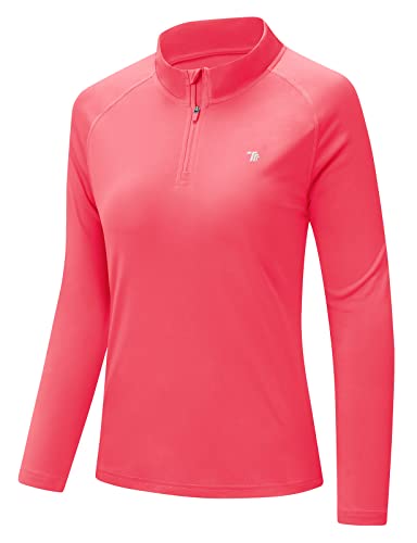 donhobo T-Shirt Damen Laufshirt Sportshirt Langarm Leicht Atmungsaktiv Schnelltrocknend Trainingsshirt Sweatshirt für Yoga Fitness (Rot, M) von donhobo