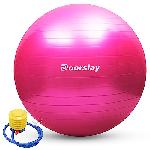 Doorslay Gymnastikball inkl. Luftpumpe, Yoga Ball 55cm/65cm/75cm, Stability Pilates Ball Trainingsball, Anti-Burst Fitnessball für Fitness, Yoga, Gymnastik, Core Training, Büro von Doorslay