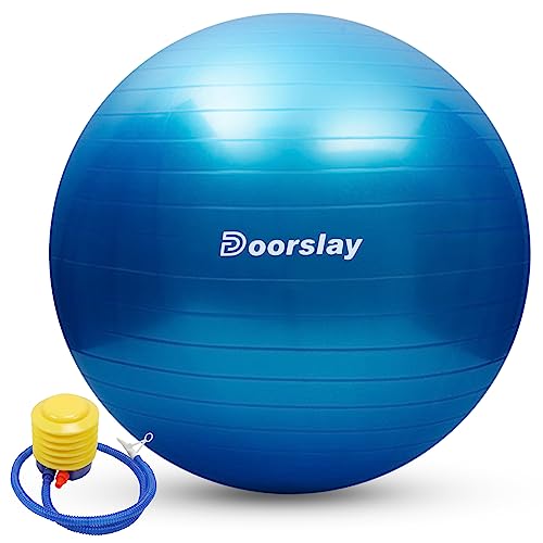 Doorslay Gymnastikball inkl. Luftpumpe, Yoga Ball 55cm/65cm/75cm, Stability Pilates Ball Trainingsball, Anti-Burst Fitnessball für Fitness, Yoga, Gymnastik, Core Training, Büro von Doorslay