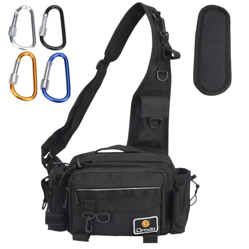 drado Angeltasche Sling Angeltasche, Wasserdicht und verschleißfest Angelrucksack für Angelzubehör(schwarz) von drado