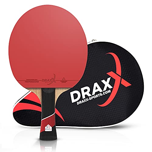 Draxx Sports Carbon Tischtennisschläger Profi | Offensivgummi Pro Tischtennis schläger | 5-lagiges Holz 2-lagiger Carbon 2mm Schwamm | gewinnen mit dem Carbon Series Profi tischtennisschläger von draxx sports