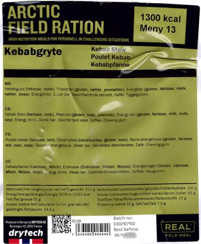 drytech Arctic Field Ration - Outdoor-Komplettmenü, Geschmacksrichtungen: Kebabpfanne von drytech