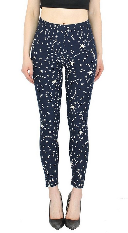 dy_mode Leggings Damen Leggings Sternen Muster Stars Print Fitnesshose Yoga Leggins mit elastischem Bund von dy_mode