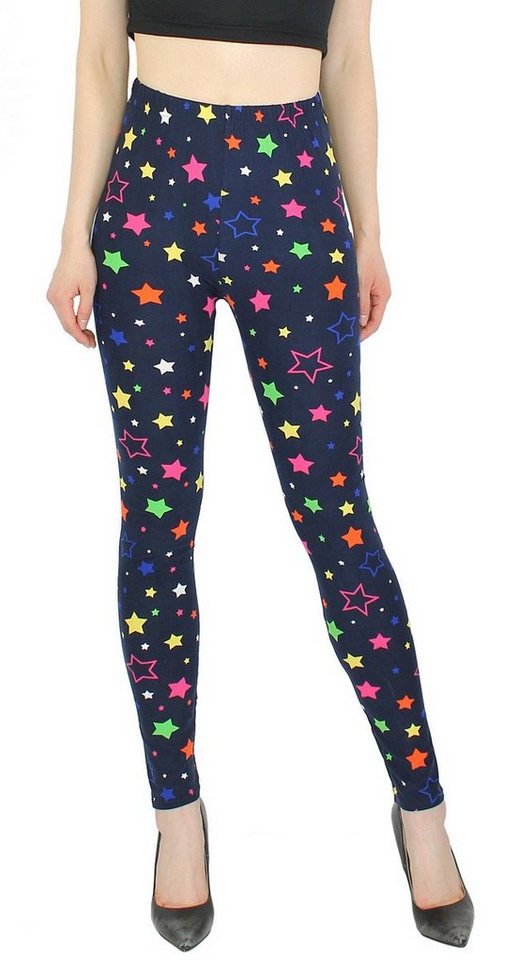 dy_mode Leggings Damen Leggings Sternen Muster Stars Print Fitnesshose Yoga Leggins mit elastischem Bund von dy_mode