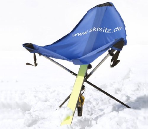 Dynamic24 Outdoor Skisitz blau Sitz Sessel Ski Skistuhl Liege Abfahrt Alpin Langlauf Stuhl Outdoorsitz Wintersport Liegesitz Liegestuhl Schneestuhl extra leicht passt in Jede Jackentasche von Dynamic24
