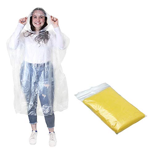 eBuyGB Herren Notfall Wasser Proof Regen Poncho mit Kapuze XL Transparent/Yellow von eBuyGB