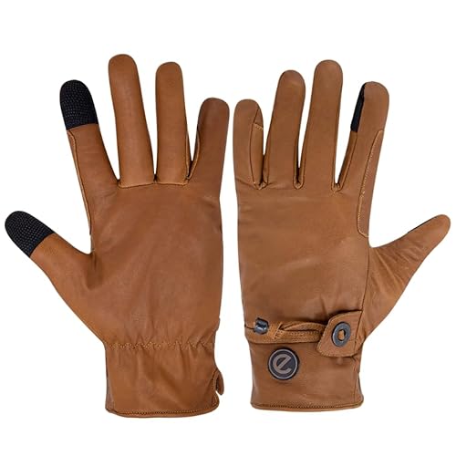 Westernreithandschuhe aus weichem Ziegenleder, zum Überziehen mit Kordelzug, Touchscreen-kompatibel, für Reiter und Westernreiten - in Hellbraun und Schwarz (Tan, Large) von eGlove