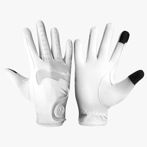 eGlove GripPro Lite 2024 Reithandschuhe, leicht, atmungsaktiv, griffig und strapazierfähig, Touchscreen-freundlich, Weiß/Weiß (2024), Größe L von eGlove