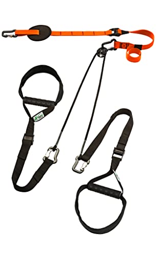 eaglefit - Premium Sling-Trainer „Exclusive“ für Zuhause inkl. Umlenkrolle, Türanker, Wand-, oder Deckenhalterung & Zubehör - Schlingentrainer Slingtraining als effektives Ganzkörpertraining (orange) von eaglefit