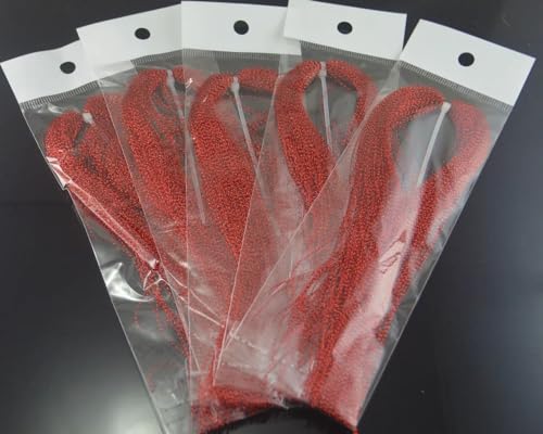 5Pcs Jig Hook Lure Making Fishing Material, FlashabouHolographic Tinsel, Fly Fishing Tying Crystal Flash String, Pink Red (Color : 5Pcs Red) von easyhaha