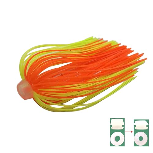 5pcs 88 Strands 64mm Silicone Skirts Elastic Hole Umbrella Skirts Fishing Accessories Spinner Buzz Bait(Color:73-046) von easyhaha