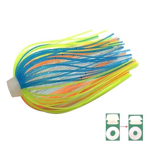 5pcs 88 Strands 64mm Silicone Skirts Elastic Hole Umbrella Skirts Fishing Accessories Spinner Buzz Bait (Color : 73-189) von easyhaha
