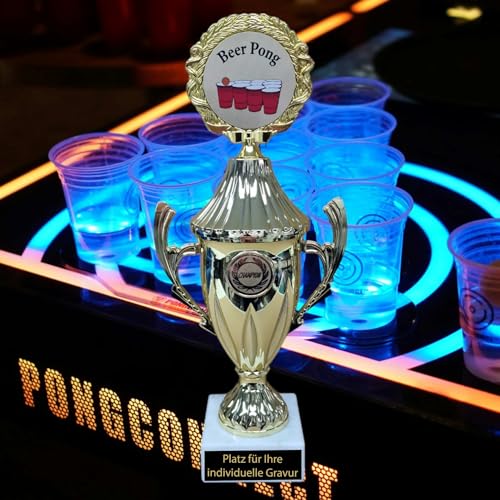 eberin · Beer Pong Pokal · Bierpong Champion · Trinkspiel Trophäe · Beirut/Bier Pong Pokal mit Wunschtext · Höhe 28,5 cm von eberin