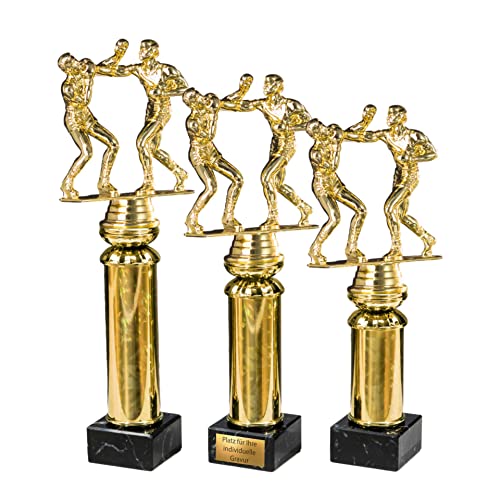 eberin · Boxchampion Pokal mit oder ohne Gravur · Boxen Cup · Boxsport Award · Boxkampf auf Goldsäule/Marmor schwarz · Boxer Auszeichnung in 3 Größen erhältlich · (29,3cm) von eberin