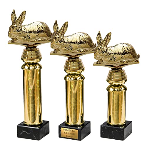 eberin · Hasen Pokale mit Wunschgravur · Kaninchen auf Goldsäule/Marmor · Ostern · Osterhase-Pokal · Kaninchenzucht Auszeichnung · Pokal in 3 Größen erhältlich · (22,5 cm) von eberin