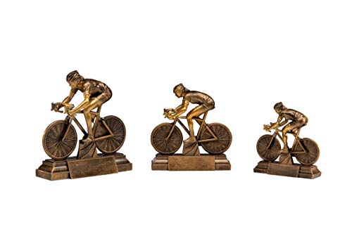 eberin · Radsport-Pokal, Resinfigur Radsport Damen, altgold Bronze, mit Wunschtext, Größe 16 cm von eberin