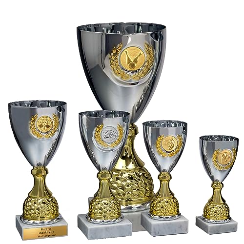 eberin · Wanderpokal · Metall Pokal Anneke · Kelchpokal Silber-Gold · Pokal mit Wunschtext und auswählbarem Motiv-Emblem · Größe 40,5 cm von eberin