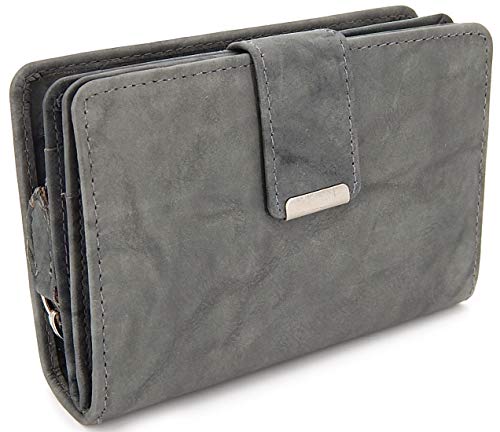 ekavale Damen Geldbörse aus weichem Leder mit RFID-Schutz - Damen-Portemonnaie (Grau) von ekavale