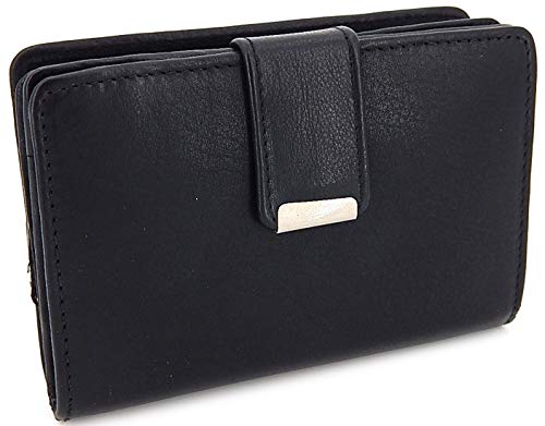 ekavale Damen Geldbörse aus weichem Leder mit RFID-Schutz - Damen-Portemonnaie (Schwarz) von ekavale