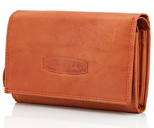 ekavale Geldbörse Damen Leder mit RFID-Schutz 25 Fächer Damen Portemonnaie Lang (Rust) von ekavale