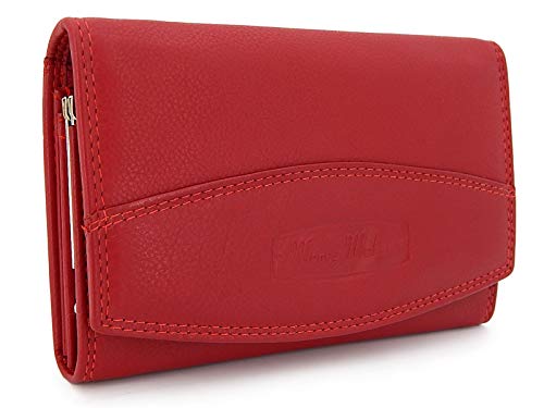 ekavale Groß Leder Geldbörse für Damen - RFID-NFC Schutz Portmonee, Frauen Geldbeutel, Portemonnaie, Brieftasche, Wallet (Rot) von ekavale