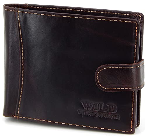 ekavale Herren Leder Geldbeutel mit Münzfach – RFID/NFC Schutz Geldbörse, Portemonnaie, Wallet für Männer (Braun) von ekavale