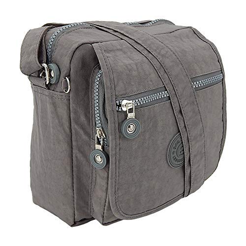 ekavale Kleine modische Damen-Handtasche Umhängetasche aus hochwertigem wasserabwesendem Crinkle Nylon (Grau) von ekavale