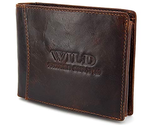 ekavale Leder Geldbörse Herren mit RFID, NFC Schutz Portemonnaie Herren Geldbeutel für Männer mit Münzfach (Braun Dunkel) von ekavale