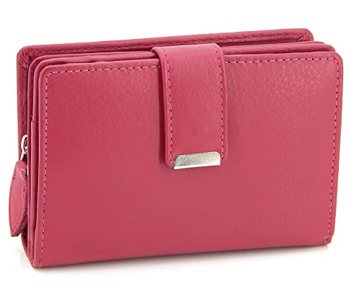ekavale Damen Geldbörse aus weichem Leder mit RFID-Schutz - Damen-Portemonnaie (Pink) von ekavale