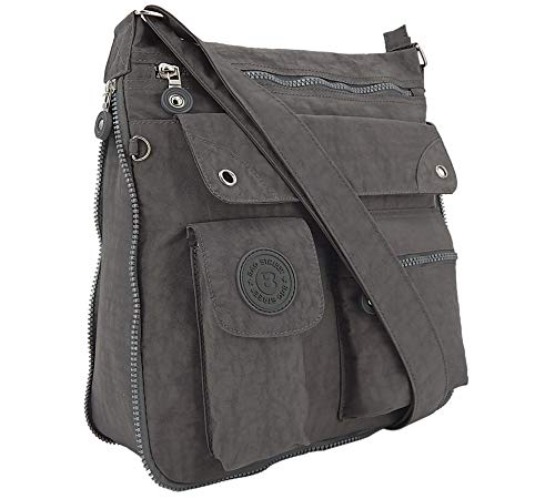 ekavale - leichte Damen-Umhängetasche - Praktische Crossbody-Handtasche - mit vielen fächern - Schultertasche - wasserabweisende Damentasche (Grau) von ekavale